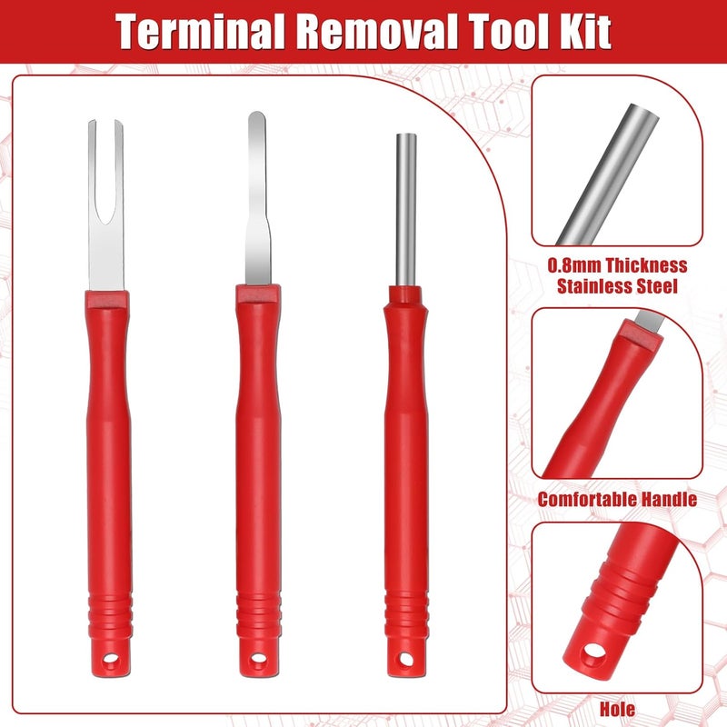 Anglekai 30+4P Terminal Pin Removal Tool Kit, Electrical Connector Depinning Tool Terminal Pin Extractor Kit Wire Release Tool for Car Household Devices (Red) - Image 3